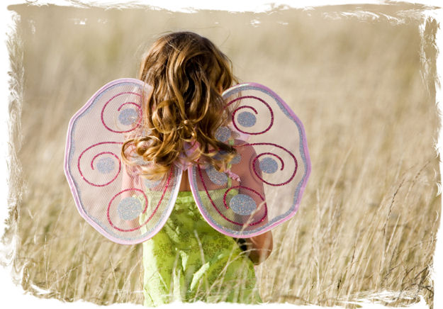 Little girl with butterfly wings